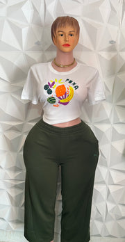 Green & white multi colour pants set