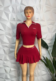 Burgundy skirt set