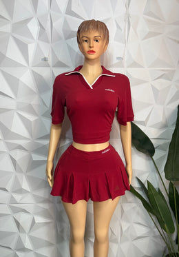 Burgundy skirt set