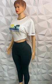 Green & cream detail  legging set