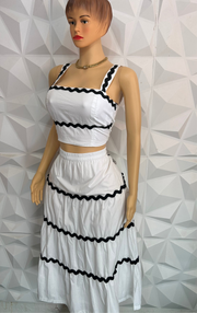 JS white & black 2pcs shirt set