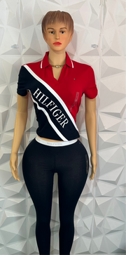 Polo colour block leggings Set