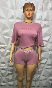 Pink boxy biker Sets