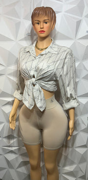 Nude button down bikers set