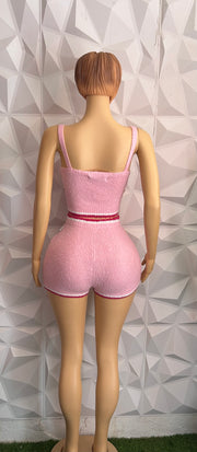 Authentic pink  knitted shorts set