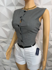 White chino & plaid vest set