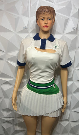 3 pcs green & cream  skirt set