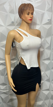 Half shoulder skirt set