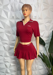 Burgundy skirt set