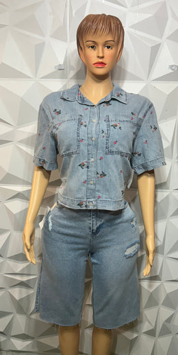 Stretch Distressed Jorts