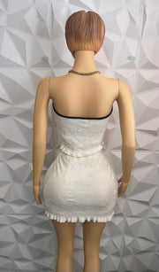 Knitted crème Tube & Black skirt set