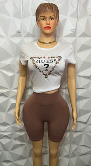 Brown & white leggings set