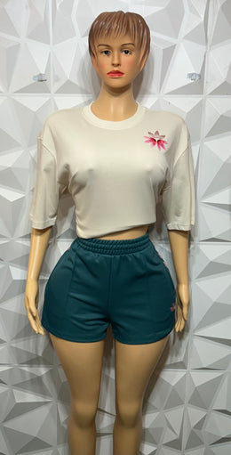 Green pattern  shorts set