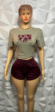 Dalia burgundy shorts set