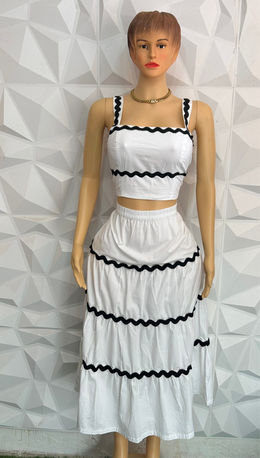 JS white & black 2pcs shirt set