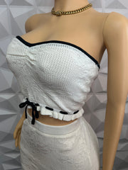 Knitted crème Tube & Black skirt set