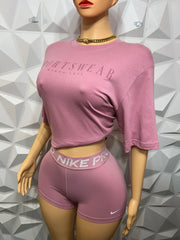 Pink boxy biker Sets