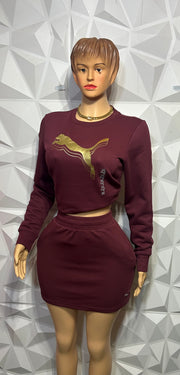 Burgundy skirt set