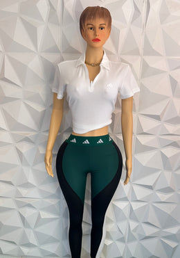 White colour block  leggings set