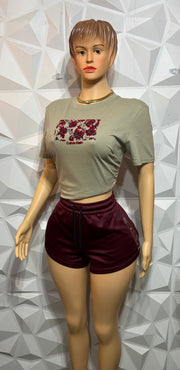 Dalia burgundy shorts set