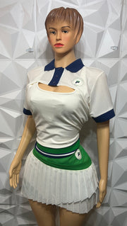 3 pcs green & cream  skirt set