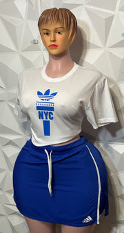 Curvy blue skirt set