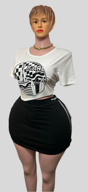 Black stripe  skirt set