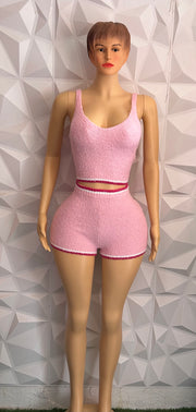 Authentic pink  knitted shorts set