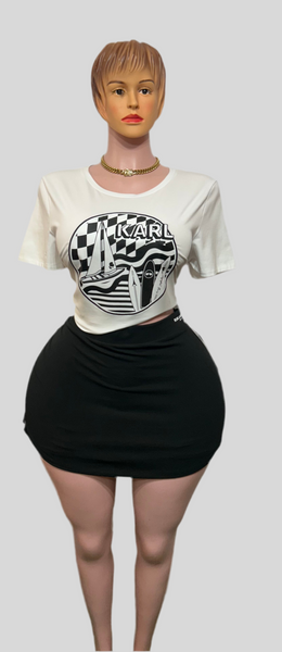 Black stripe  skirt set