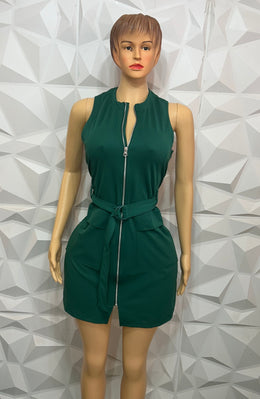 Green zipper dress